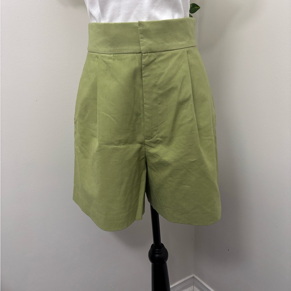 Zara High Waist Olive Green Women's Shorts